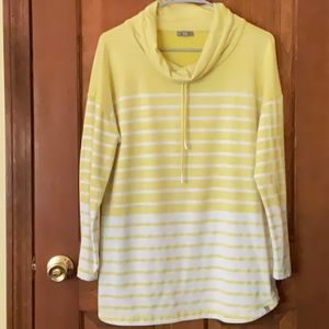 T by Talbots tunic top, yellow stripes, size L